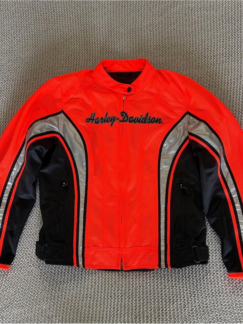 Harley-Davidson Orange/Black Mesh Motorcycle Jacket Size L RN 103819 CA 03400E
